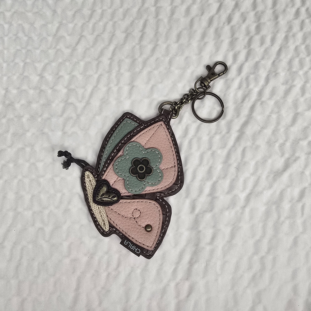 Chala Butterfly Bag Charm in Pink and Green